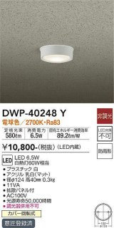 画像: 大光電機(DAIKO)　DWP-40248Y　アウトドア 軒下シーリング LED内蔵 非調光 電球色 防雨形 拡散パネル付