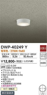 画像: 大光電機(DAIKO)　DWP-40249Y　アウトドア 軒下シーリング LED内蔵 非調光 電球色 防雨形 拡散パネル付