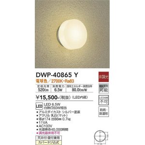 画像: 大光電機(DAIKO)　DWP-40865Y　アウトドアライト ポーチ灯 LED内蔵 非調光 電球色 天井付・壁付兼用 防雨・防湿形 シルバー