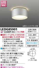 画像: 東芝ライテック　LEDG85901　アウトドア 軒下シーリングライト LEDユニットフラット形 天井・壁面兼用 防湿 シルバー ランプ別売