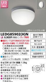 画像: 東芝ライテック　LEDG85902(H)N　浴室灯 ブラケット/シーリングライト LEDユニットフラット形 天井・壁面兼用 防湿 グレー ランプ別売