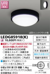 画像: 東芝ライテック　LEDG85918(K)　アウトドア 軒下シーリングライト LEDユニットフラット形 天井・壁面兼用 ブラック ランプ別売