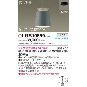 画像: パナソニック LGB10859 ペンダント LED ランプ別売 本体のみ 天井吊下型 直付タイプ アルミセード グリーン