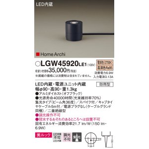 画像: パナソニック LGW45920LE1 ガーデンライト 据置取付型 LED(電球色) 集光36度・スパイク付 防雨型 オフブラック