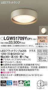 画像: パナソニック　LGW51709YCF1　シーリングライト 天井・壁直付型 LED(電球色) 拡散 防湿・防雨型 ネジ込み方式 プラチナメタリック