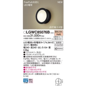 パナソニック LGWC56020BF ポーチライト 天井直付型 LED(電球色) 防雨