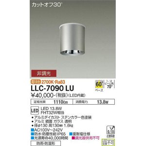 画像: 大光電機(DAIKO) LLC-7090LU シーリングダウンライト 非調光 電球色 ビーム角60度 防雨・防湿形 ステンカラー