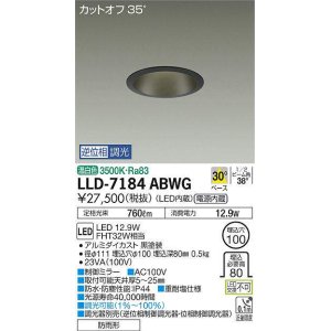 画像: 大光電機(DAIKO) LLD-7184ABWG ダウンライト 埋込穴φ100 位相調光(調光器別売) 温白色 ビーム角40度 防雨形 黒