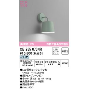 画像: オーデリック　OB255070NR(ランプ別梱)　ブラケットライト 非調光 LEDランプ 昼白色 モスグリーン