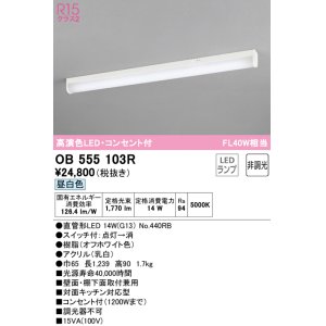 画像: オーデリック　OB555103R　キッチンライト 非調光 LEDランプ 直管形LED 昼白色 コンセント付