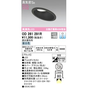 画像: オーデリック　OD261291R　ダウンライト 傾斜天井用 LED一体型 調光 調光器別売 昼白色 高気密SB 埋込穴φ125 ブラック