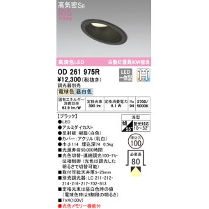 画像: オーデリック　OD261975R　ダウンライト LED一体型 光色切替調光 調光器別売 電球色・昼白色 高気密SB 埋込穴φ100 ブラック