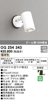 画像: 照明器具 オーデリック　OG254343　エクステリアスポットライト LED一体型 ビーム球150W相当 電球色タイプ ワイド配光