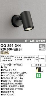 画像: 照明器具 オーデリック　OG254344　エクステリアスポットライト LED一体型 ビーム球150W相当 電球色タイプ ワイド配光