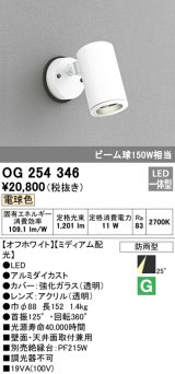 画像: 照明器具 オーデリック　OG254346　エクステリアスポットライト LED一体型 ビーム球150W相当 電球色タイプ ミディアム配光