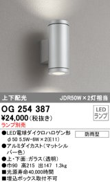 画像: 照明器具 オーデリック　OG254387　エクステリアポーチライト LED 上下配光 電球色タイプ ランプ別売