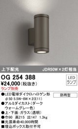 画像: 照明器具 オーデリック　OG254388　エクステリアポーチライト LED 上下配光 電球色タイプ ランプ別売