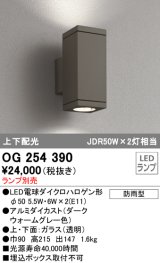 画像: 照明器具 オーデリック　OG254390　エクステリアポーチライト LED 上下配光 電球色タイプ ランプ別売