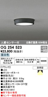 画像: オーデリック　OG254523　エクステリアダウンライト(軒下用) LED一体型 人感センサ ON-OFF型 白熱灯100W相当 昼白色