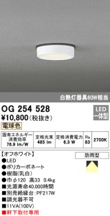 画像: オーデリック　OG254528　エクステリアダウンライト(軒下用) LED一体型 非調光 白熱灯60W相当 電球色 オフホワイト