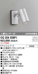 画像: オーデリック　OG254556P1　エクステリアスポットライト LEDランプ JDR50W相当 ランプ別売 人感センサ付 防雨型 マットシルバー