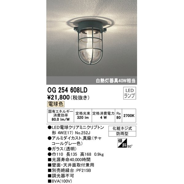 画像1: オーデリック　OG254608LD(ランプ別梱)　エクステリアポーチライト LED電球クリアミニクリプトン形 電球色 非調光 (1)