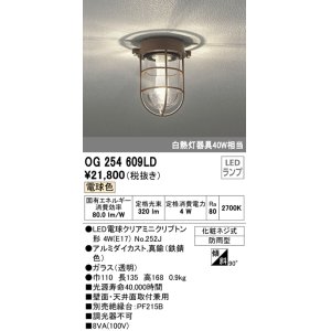 画像: オーデリック　OG254609LD(ランプ別梱)　エクステリアポーチライト LED電球クリアミニクリプトン形 電球色 非調光