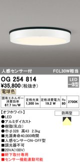 画像: オーデリック　OG254814　エクステリアダウンライト LED一体型 人感センサON-OFF 電球色 オフホワイト 防雨型