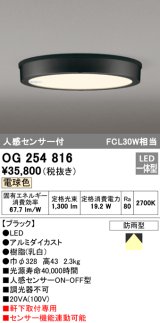 画像: オーデリック　OG254816　エクステリアダウンライト LED一体型 人感センサON-OFF 電球色 ブラック 防雨型