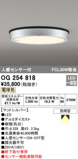 画像: オーデリック　OG254818　エクステリアダウンライト LED一体型 人感センサON-OFF 電球色 マットシルバー 防雨型