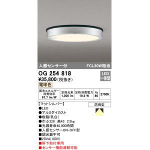 画像: オーデリック　OG254818　エクステリアダウンライト LED一体型 人感センサON-OFF 電球色 マットシルバー 防雨型