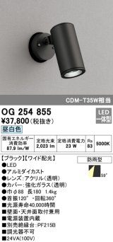 画像: オーデリック　OG254855　エクステリアスポットライト LED一体型 昼白色 φ88 長180 ワイド配光 防雨型 ブラック