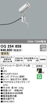 画像: オーデリック　OG254858　エクステリアスポットライト LED一体型 電球色 φ88 長180 ミディアム配光 防雨型 シルバー