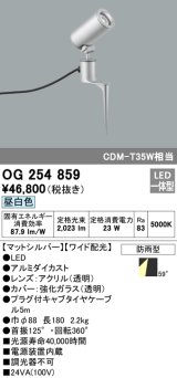 画像: オーデリック　OG254859　エクステリアスポットライト LED一体型 昼白色 φ88 長180 ワイド配光 防雨型 シルバー