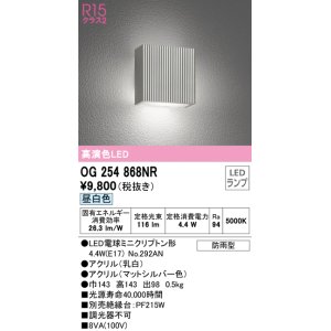 画像: オーデリック　OG254868NR(ランプ別梱)　エクステリア ポーチライト LEDランプ 昼白色 防雨型 マットシルバー