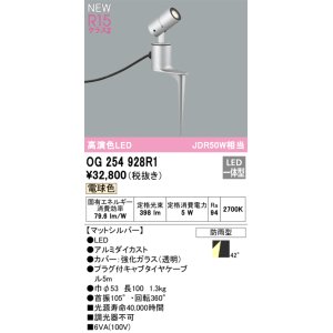 画像: オーデリック OG254928R1 エクステリア スポットライト LED一体型 電球色 高演色LED R15 防雨型 マットシルバー