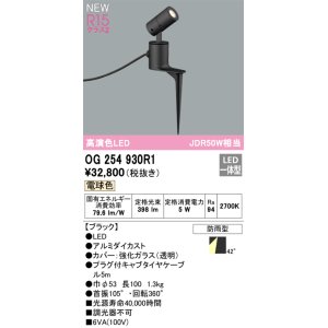 画像: オーデリック OG254930R1 エクステリア スポットライト LED一体型 電球色 高演色LED R15 防雨型 ブラック