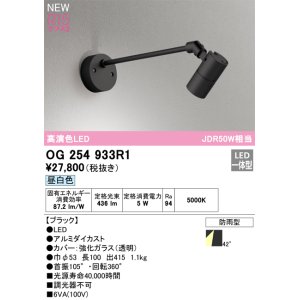 画像: オーデリック OG254933R1 エクステリア スポットライト LED一体型 昼白色 高演色LED R15 防雨型 ブラック