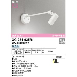 画像: オーデリック OG254935R1 エクステリア スポットライト LED一体型 昼白色 高演色LED R15 防雨型 オフホワイト