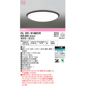 画像: オーデリック　OL251619BCR　シーリングライト 12畳 調光 調色 Bluetooth リモコン別売 LED一体型 電球色〜昼光色 エボニーブラウン [♭]