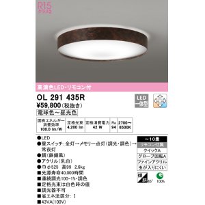 画像: オーデリック　OL291435R　シーリングライト 10畳 調光 調色 リモコン付 LED一体型 電球色〜昼光色 鉄錆風