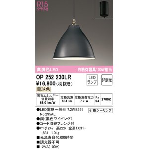 画像: オーデリック　OP252230LR　ペンダントライト 非調光 LEDランプ 電球色 フレンジタイプ ブラック