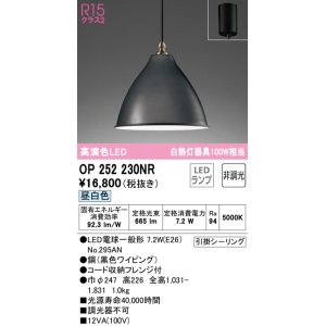 画像: オーデリック　OP252230NR(ランプ別梱)　ペンダントライト 非調光 LEDランプ 昼白色 フレンジタイプ ブラック