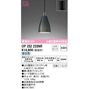 画像: オーデリック　OP252233NR(ランプ別梱)　ペンダントライト 非調光 LEDランプ 昼白色 フレンジタイプ ブラック