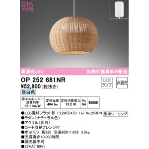 画像: オーデリック　OP252681NR(ランプ別梱)　ペンダントライト 非調光 LEDランプ 昼白色 フレンジタイプ ナチュラル