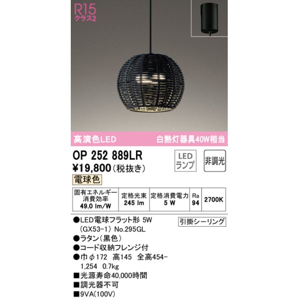 画像1: オーデリック　OP252889LR(ランプ別梱)　ペンダントライト 非調光 LEDランプ 電球色 フレンジタイプ 黒色 (1)