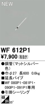 画像: オーデリック WF612P1 シーリングファン 部材 延長パイプ 長600 マットシルバー