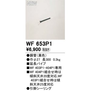 画像: オーデリック WF653P1 シーリングファン 部材 延長パイプ 長300 ブラック