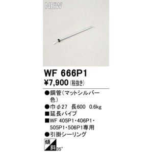 画像: オーデリック WF666P1 シーリングファン 部材 延長パイプ 長600 マットシルバー