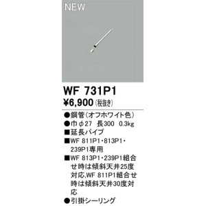 画像: オーデリック WF731P1 シーリングファン 部材 延長パイプ 長300 オフホワイト